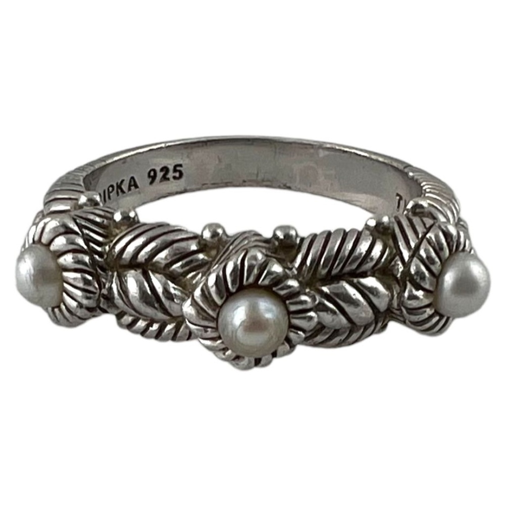 Judith Ripka Sterling Silver Pearl Ring Size 7 3/4 #12816